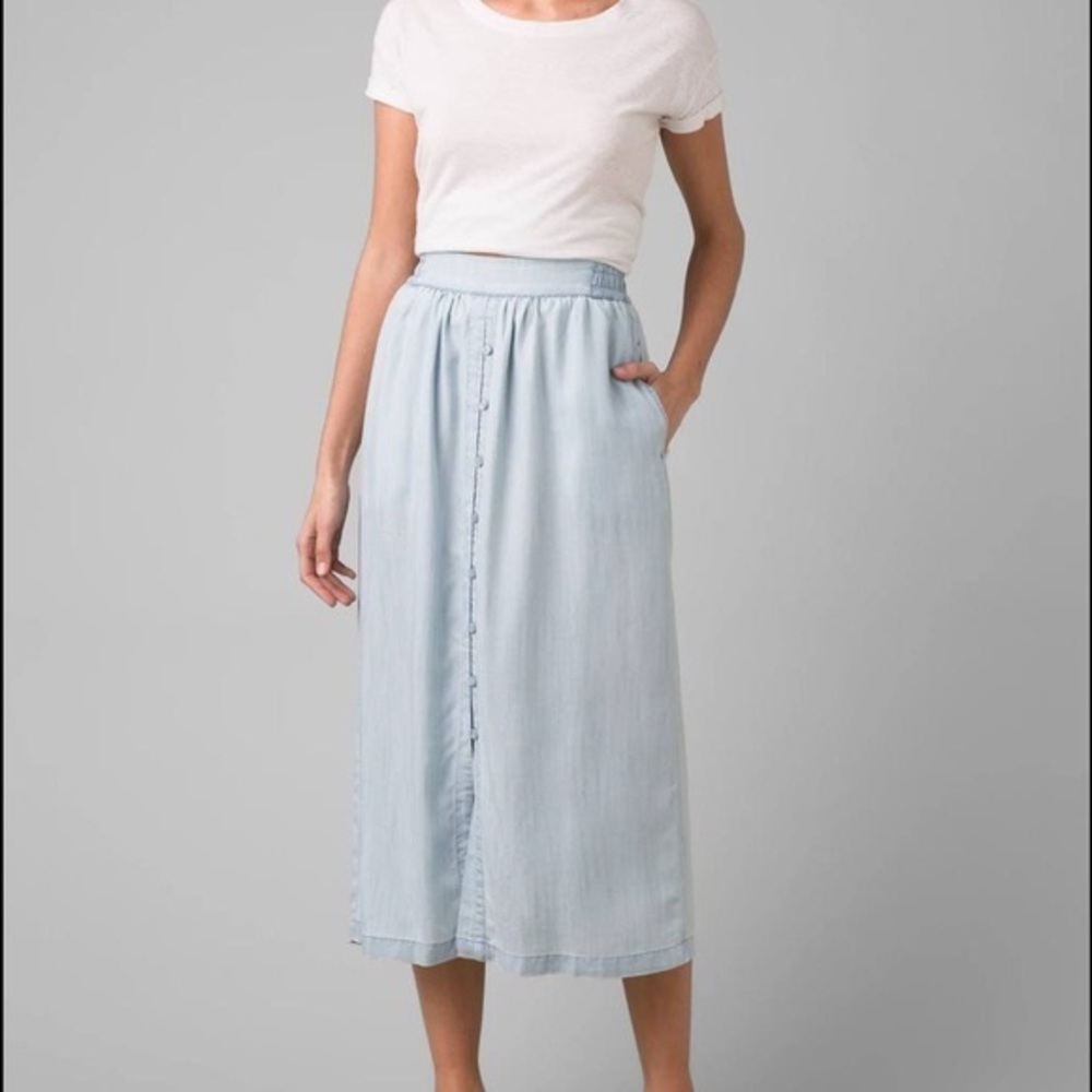 EUC Prana Chambray Midi Skirt in S